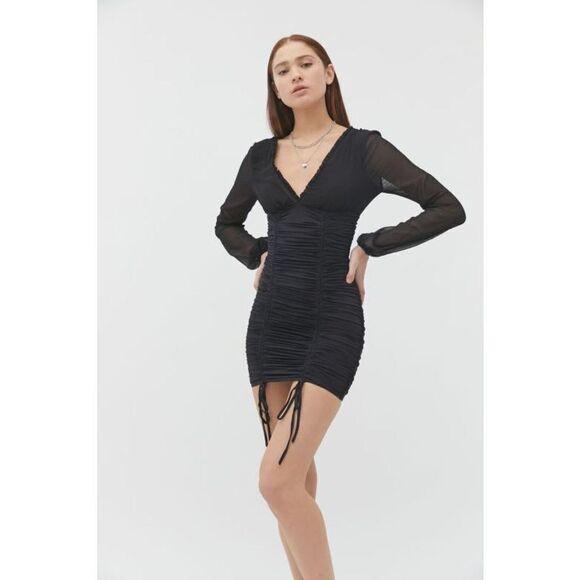Tiger Mist Magnolia Ruched Bodycon Mini Dress Black Small - Picture 1 of 10